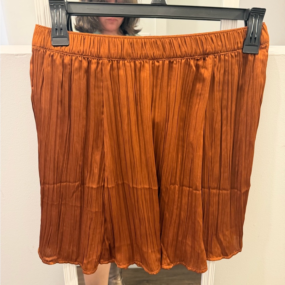 LOFT Rust-Tone Pleated Skirt